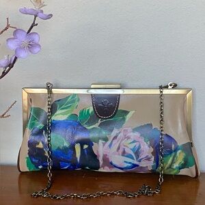 Patricia Nash Athena Clutch Shoulder Bag Winter Bloom Floral print Sand NICE